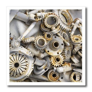 3dRose ht_45007_2 Steampunk Rusty Parts-Iron on Heat Transfer for White Material, 6 by 6-Inch