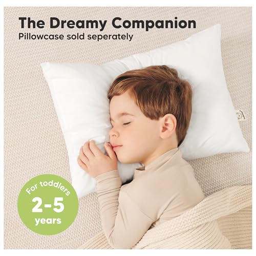 Image of KeaBabies 2-Pack Toddler Pillows 2 Year Old to 5-14x20 Soft Organic Cotton Kids Pillow for Sleeping, Travel, School, Daycare, Nap, Toddler Bed, Machine Washable, Without Pillowcase (Soft White)