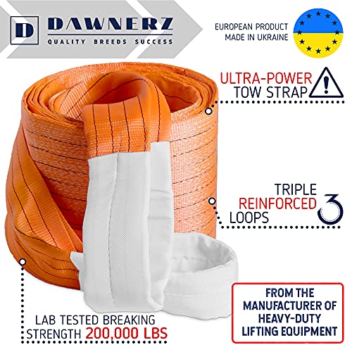 Tow Strap Heavy Duty 20 Ft 200000 Lbs - Dawnerz Towing Rope 6 M 100 Us Tons For Truck Bus And Tractor #TOP1