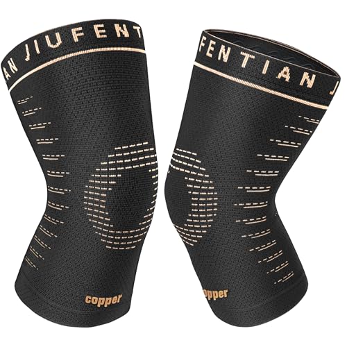 JIUFENTIAN Copper Knee Sleeve,Copper Knee Braces for Women and Men Arthritis,ACL, Tendinitis, Meniscus Tear, Joint Pain Relief, Running, Working Out, Fitness, Weightlifting (XLarge)