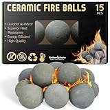 EmberSphere Ceramic Fire Balls Set of 15 – 3" Spheres for Gas Fireplaces and Fire Pits, Heat-Resistant Indoor Outdoor Fireplace Accessories