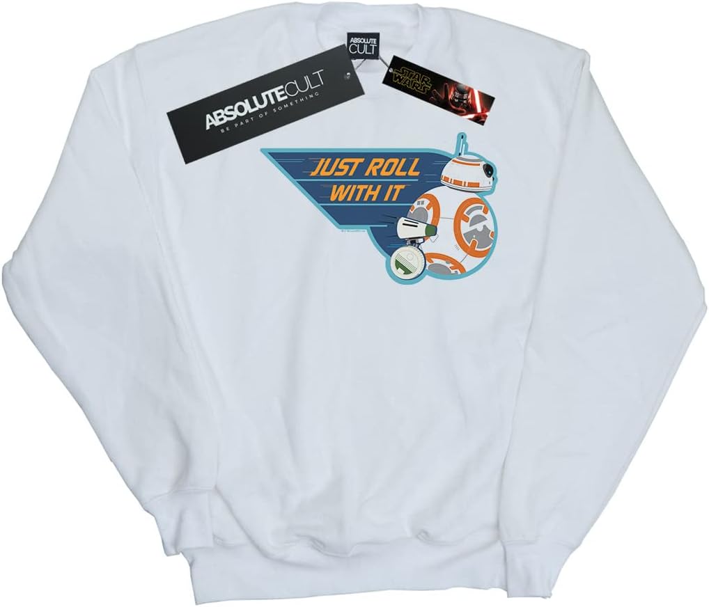 Star Wars Boys The Rise of Skywalker D-O & BB-8 Just Roll with It Sweatshirt White 12-13 Years