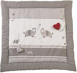 roba Spiel- & Krabbeldecke 'Jumbotwins', Baby's gepolsterte Spielunterlage / Laufgittereinlage 100x100cm, 100% Baumwolle, inkl. Baby-Spielzeug