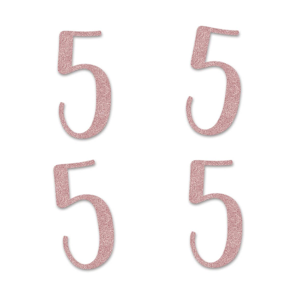 Chiffres découpés or rose pour 5e anniversaire de mariage (lot de 5 pièces)