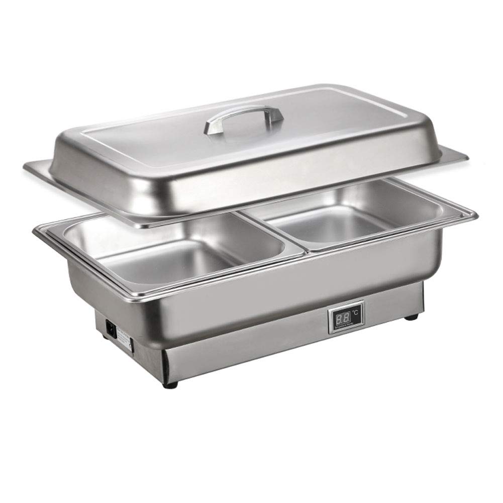 Buffets Chauffants, Buffet Chauffe Plats Traiteur Electrique Chafing Dish Acier Inoxydable Plat-Réchaud Set de Maintien au Chaud pour Jardin Fêtes Restaurant, Affichage de la Température
