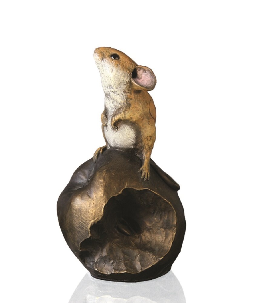 Richard Cooper Studio Brown/White - Hand Painted Cold Cast Bronze Mouse On Apple