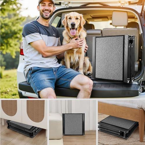 Gimars 180 cm Extra Lange Hunderampe, Tragbare & Faltbare Rampe für Hunde, rutschfeste Hunderampen für Autos, LKWs und SUVs, Hunderampe Auto Klappbar für große und mittelgroße Hunde bis zu 110 kg