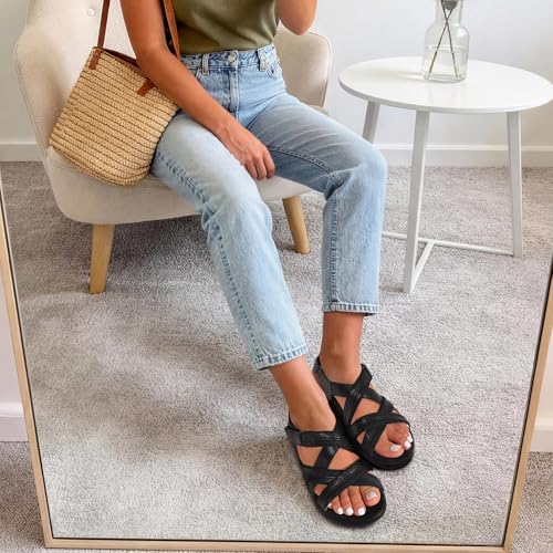 Image of DREAM PAIRS Women's Arch Support Sandals Comfortable Open Toe Dress Flats Walking Sandals For Summer