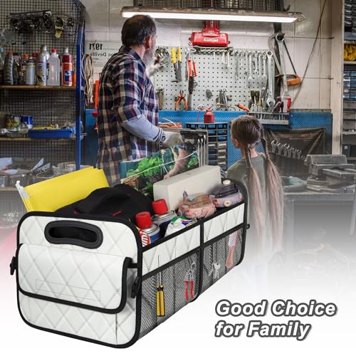 Image of Deosk Trunk Organziers and Storage with Reinforced Handles,Car Accessories for Women /Men 50L Waterproof Polyester Trunk Organzier for Car /SUV /Minivan /Truck(Medium, Beige)