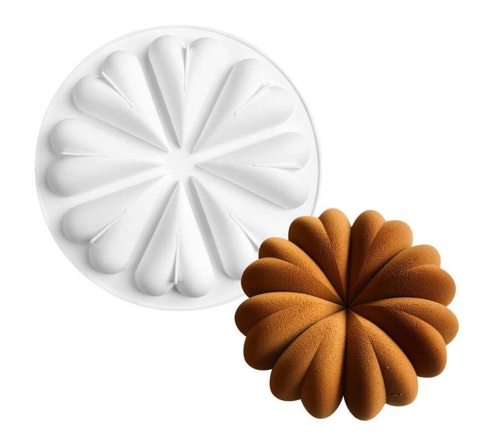 Silicone French Mousse Cake Molds, 3D Bakeware DIY Chocolate Soap Candle Mold, 8 inches Bud of Heart
