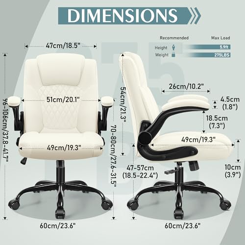 Image of Leather Office Chair, PU Home Computer Desk Chairs with Ergonomic Back Support, 360Swivel Free,Small Gaming Chair with Wheels and Adjustable Armrests, for Short People Use
