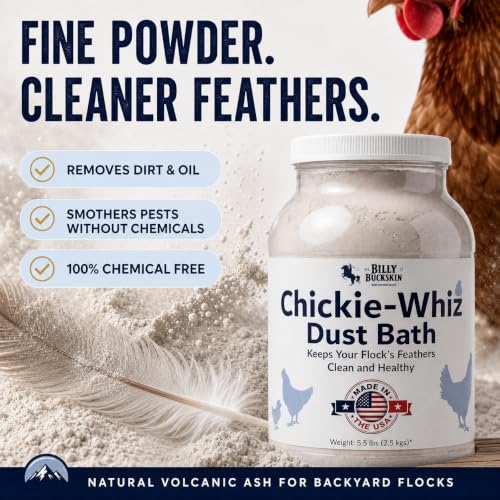 Image of 5.5lb Chickie-Whiz Chicken Dust Bath - Made in USA - All Natural Volcanic Ash Dust Bath for Chickens - Healthier Eggs & Feathers - Chicken Coop Accessories for Farms by Billy Buckskin Co. (Pack of 2)