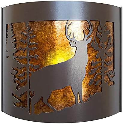 WS009FR Whitetail Interior Right Facing Large Wildlife Series Wall Sconce 4.5 x 14 x 12 in. Cappuccino Color