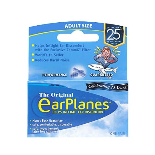 Original Adult EarPlanes by Cirrus Healthcare Earplugs Airplane Travel Ear Protection (1 Pair)