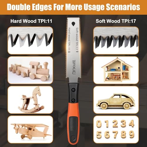 image for WFOEJEJ Japanese Hand Saw, 6-Inch Double-Edge Pull Saw, SK5 Flexible B