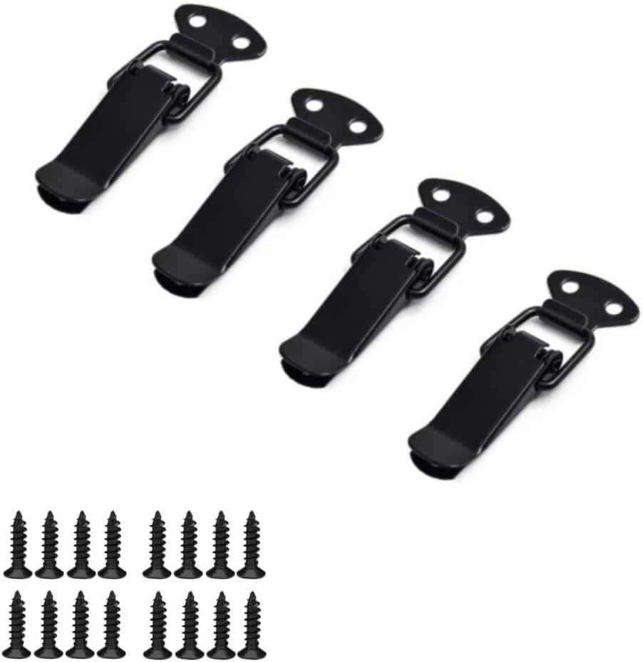 Latch Black Toggle Latch, Steel Spring Loaded Toggle Latch, Black Catch Hasp Clamp Clip Lock with for Cabinet, Wooden Case, Box(4 Pcs)