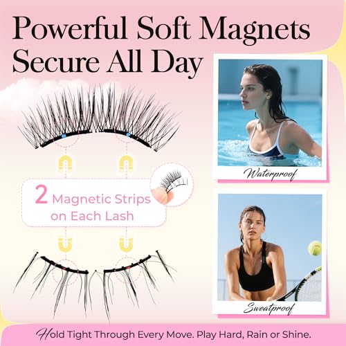 Bepholan Soft Magnetic Eyelashes, Reusable Magnetic Lashes with Applicator, Glue-free False Lashes without Eyeliner, Easy to Wear and Remove (RC24)