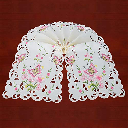Simhomsen Spring Butterfly And Floral Table Runners, Dresser Scarf (Pink, 14 × 70 Inch) #TOP1