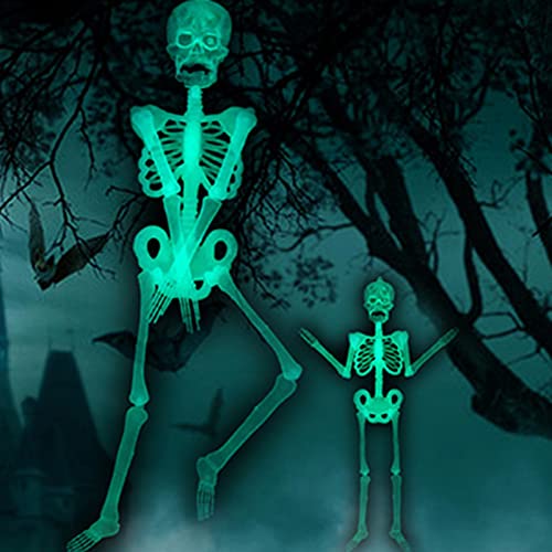 Queenser 2 peças de decoração de esqueleto luminoso pendurado de Halloween, 90 cm e 20 cm de corpo i