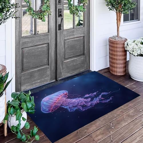Tapis lavable méduses des profondeurs antidérapant violet 60x90