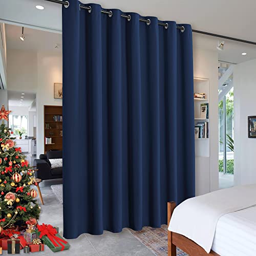 Image of RYB HOME Room Divider Curtains, Solid Heavy Duty Blackout Drapes Soundproof Large Window Treatment for Bedroom Dining Hall Shared Area, W 150 x L 108 inches, Navy Blue, 1 Panel