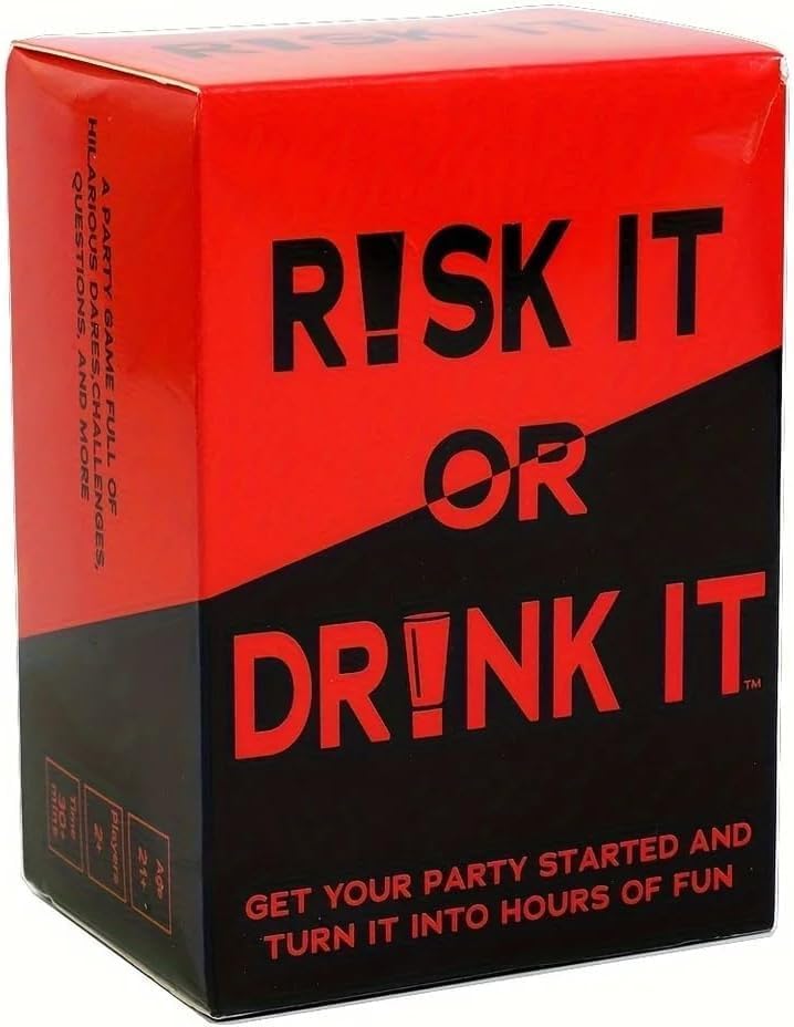 Image of Awestuffs Risk IT OR Drink IT Fun Drinking Game for Parties: 150 Hilarious Dares & Risky Questions for Adults Games Nights, Ages 18+