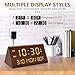 Kogonee Wooden Digital Alarm Clock, 0-100% Dimmer, 2 Alarm Settings, Weekday/Everyday Mode, 9 Mins Snooze, 12/24H, Temperature and Date Display for Office, Travel, Bedroom Alarm Clock (Brown)