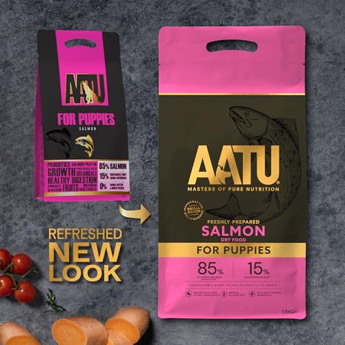 Image of AATU Dry Food for Puppies, 85 /15 Dog Dry Food with Salmon, Dog Food Grain-Free with High Protein Content, Natural Pet Food for Puppies of All Breeds, Puppy Food Dry Food, 5 kg