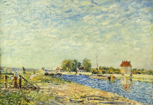 Peinture murale le canal du Loing pour sublimer votre décoration de salon