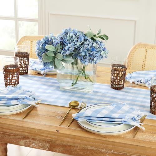 Elrene Home Fashions Set 4 Servilletas y Camino de Mesa Azul miniatura 2