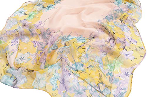 AliceLife Scarfs for Women Lightweight Print Floral Pattern Scarf Shawl Fashion Scarves Sunscreen Shawls (Daisy&Camel)3