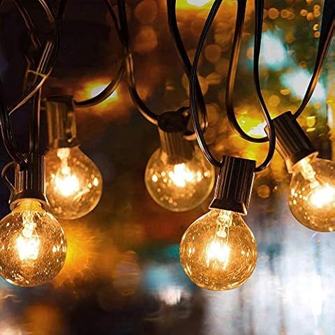 GEEDIAR Outdoor String Lights, 50ft G40 Garden Lights Mains Powered Party Lights,Waterproof Outdoor Indoor String Lights for Xmas Wedding Party Decoration (50Bulb + 4 Spare Bulb) Cover