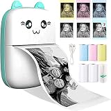 TVAIGER Portable Mini Printer, Inkless Thermal Sticker Printer, Wireless Bluetooth Photo Printer wit