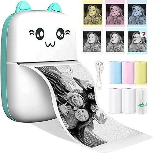 Tvaiger Portable Mini Printer, Inkless Thermal Sticker Printer, Wireless Bluetooth Photo Printer With 6 Rolls Printing Paper For Sticker, Label, Text Memo, Receipt, Photo Printers (Blue) #TOP9
