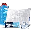 Qutool cooling bed pillows for sleeping shredded memory foam pillows adjustable gel pillows for side stomach back sleepers washable removable cover standard size pack of 1  urban country home decor