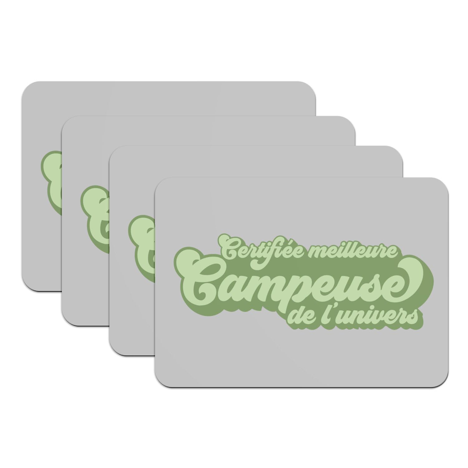 Set de table camping en caoutchouc grand format lot de 4 dessous gris voyage