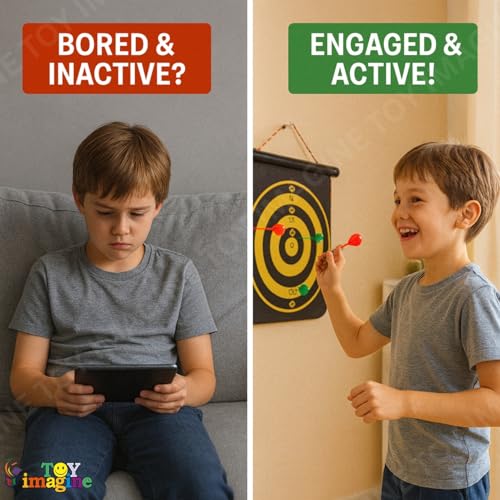 Image of Toy Imagine 14 Inch Magnetic Dart Board Game - Double Sided Dartboard with Safe Magnetic Darts, Indoor Outdoor Family & Office Game for Boys & Girls, Fun Party Play, Diwali Gift