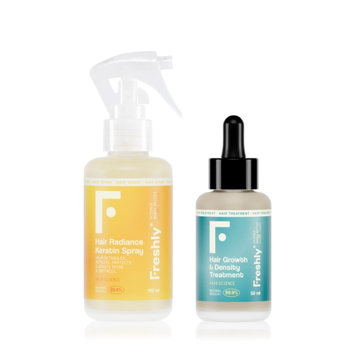 Freshly - Pack Densificante Capillare – Routine Naturale per Volume e Densità dei Capelli – Spray Riparatore + Siero Anti-Caduta – Rafforza, Idrata e Protegge – Formula 99% Naturale