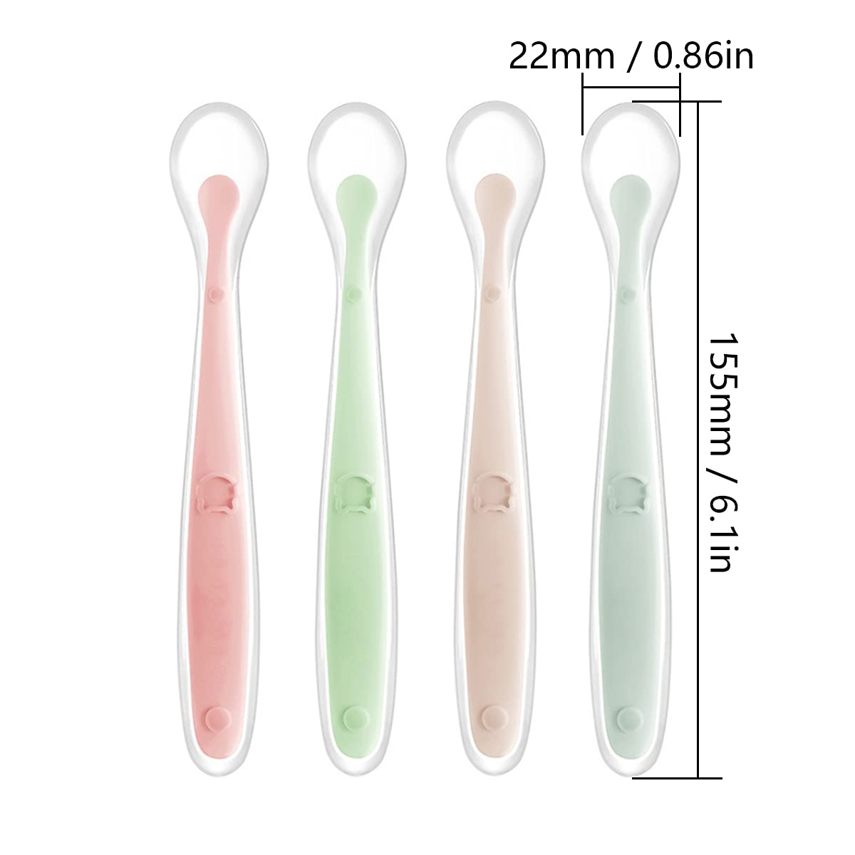 Cuillère En Silicone Pour Bébé, Cuillère À Repas Pour Bébé Incurvée Douce, Cuillère À Bouillie De Riz, Convient Aux Bébés De Plus De 1 Mois (4 PCS)