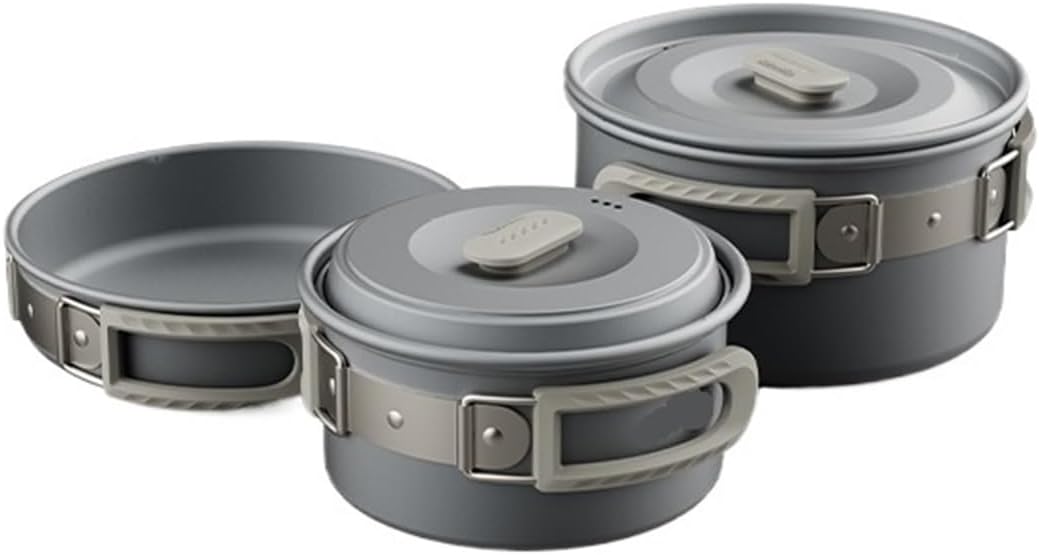 Outdoor Pot Set Camping Cooking Equipment Portable Boiling Stainless Steel Frying Pan Hanging