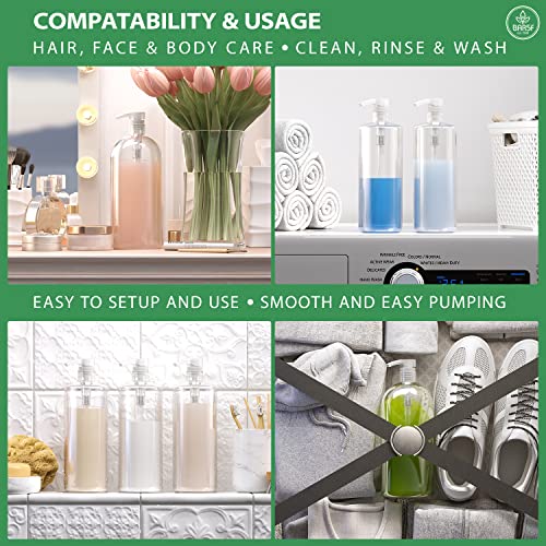 Bar5F Pump for 33.8-Oz Shampoo and Conditioner Liter Bottles (1" inch Bottle Neck 28/410) 2-Pack (Clear)2