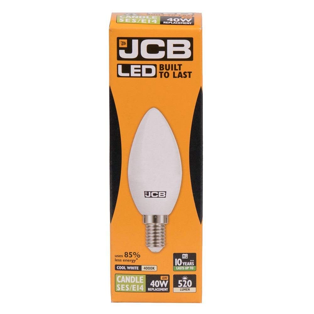 5X Bulb 6w LED SES E14 Opal Candle 6500k Daylight 520lm (JCB S10982)