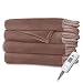 Sunbeam Velvet Plush Heated Throw Blanket 60" x 50" (Various Colors) (Brown Solid)