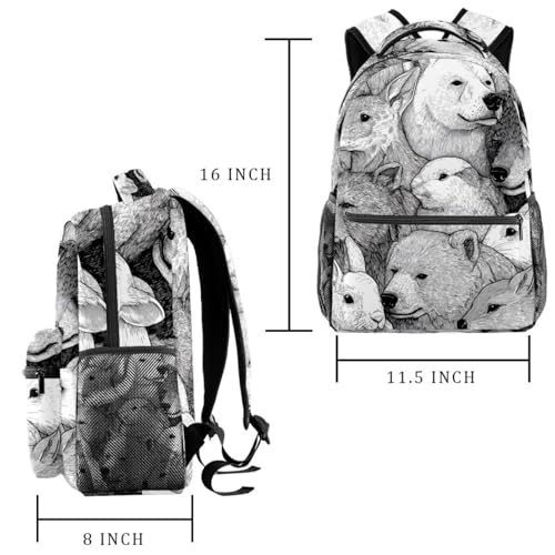 Outline Animals Pattern (3) Student Bags Travel Backpacks for Boys Girls 29.4x20x40cm11.5x8x16 in2