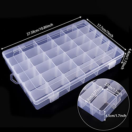 Bakhuk 4 Pack 36 Grids Clear Plastic Organizer Box Storage Container With Adjustable Divider, Tackle Box Organizer Bead Organizer Art Crafts Jewelry With 400 Label Stickers #TOP1