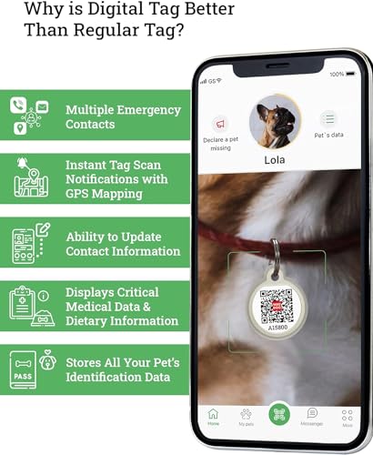 QR Code Dog Tag - Silent Dog Tags for Small & Large Dogs - Pet ID Tag for Dog & Cat Collar - Connected to Free Mobile App with Personalized Pet Profile - Thumbnail 2