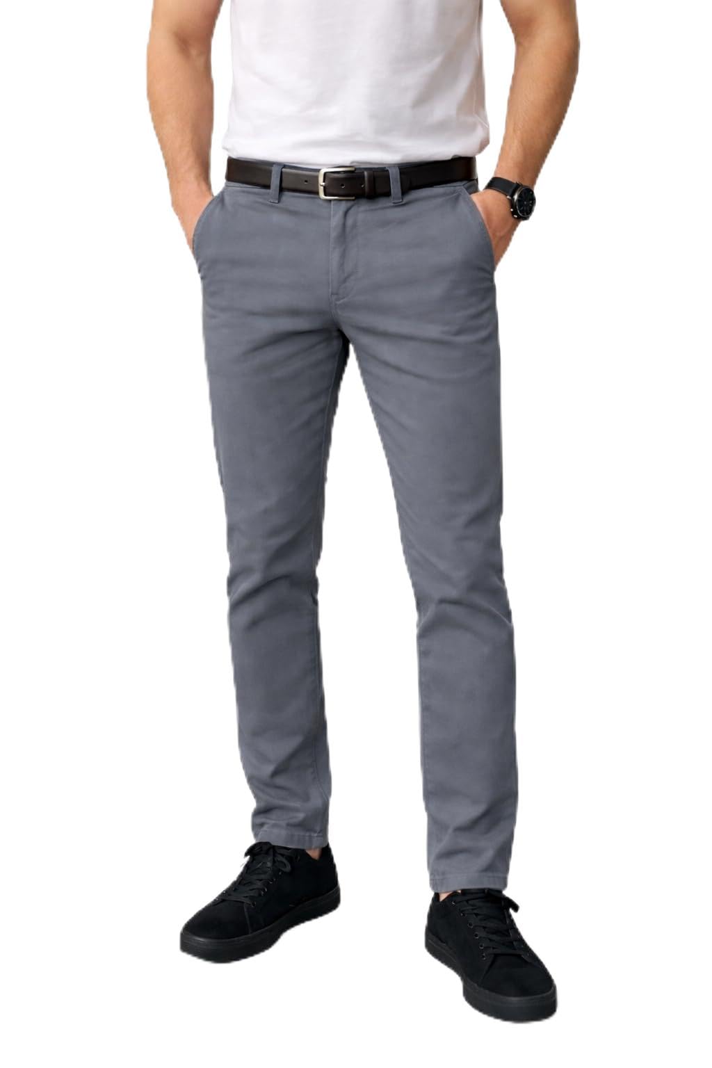 denro Men’s Slim Fit Cotton Stretch Trousers | Smart Casual & Workwear Pants for Office Use | 98% Cotton 2% Spandex Fabric | Mid-Rise Tailored Fit | Sizes 28–38-picture-26