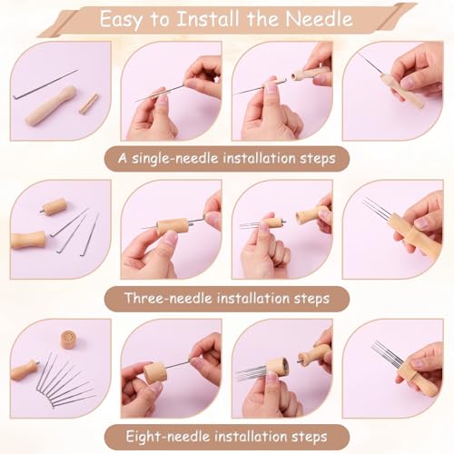 Image of Aeaocvo 142 PCS Needle Felting Kit for Beginner, Wool Felting Needles Tools with Pad, 4 Sizes 114 PCS Needles, Needle Tools Bag DIY Crafts