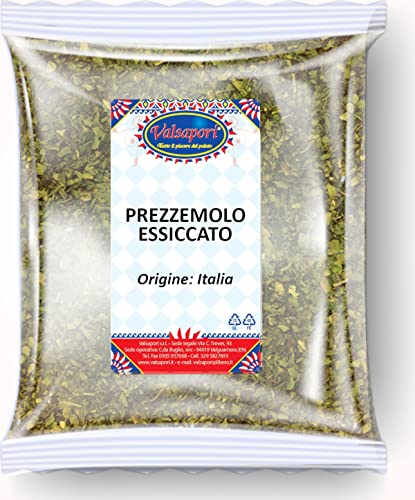 Prezzemolo a Foglie Essiccato al Sole in Busta da 100 gr - Coltivazione Siciliana | Gluten Free Vegan | Spezia Aromatica Naturale Qualità Premium - Aroma Puro (Prezzemolo Secco)