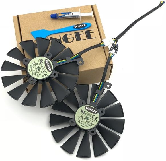Z.N.Z T129215SM 95mm 12V 0.25AMP Graphics Card Cooling Fan for ASUS ROG Strix GTX 1050 1050Ti RX470 RX570 RX580 Poseidon GTX 1080Ti P11G Gaming Cerberus-GTX 1070Ti Video Card Fans, with Thermal Paste 2 Pcs/lot